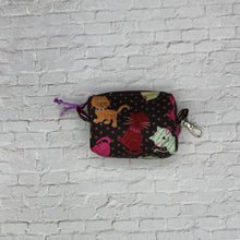 Load image into Gallery viewer, Small pouch with cat designs on a white brick wall background